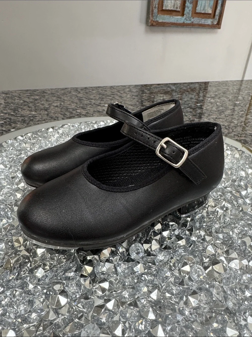 Girls Black Mary Jane Tap Shoes EUC 11.5